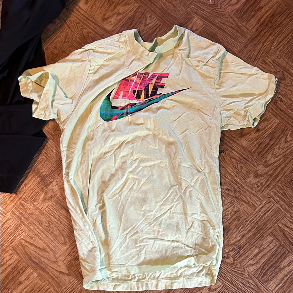 Nike Yellow T-Shirt with Multicolor Logo